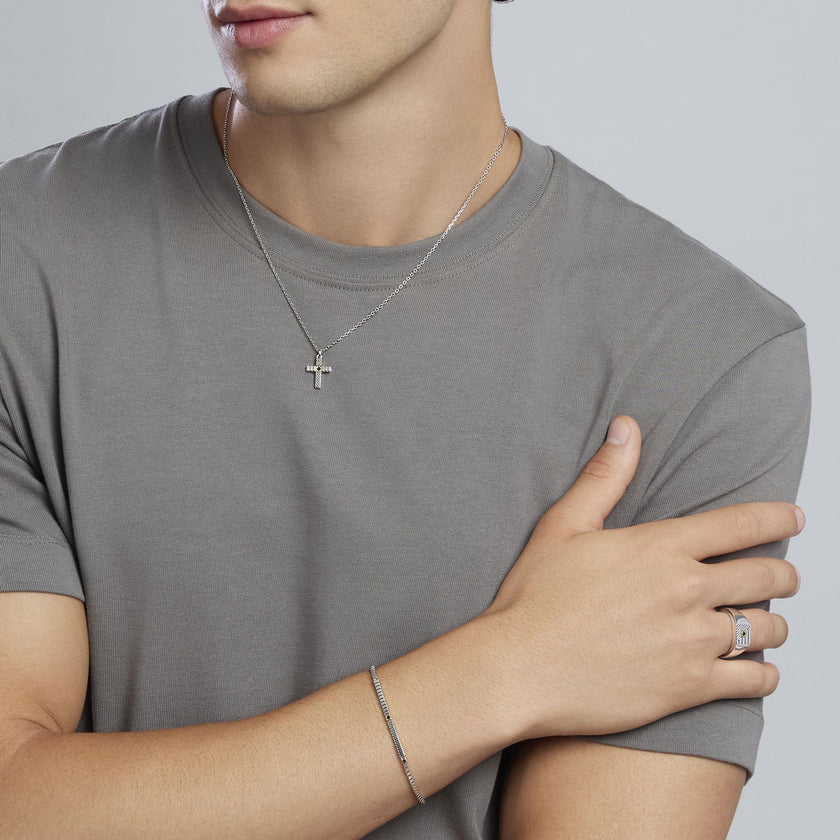 Mabina | Collana con croce con zircone e placcatura oro Geometrico | 553818