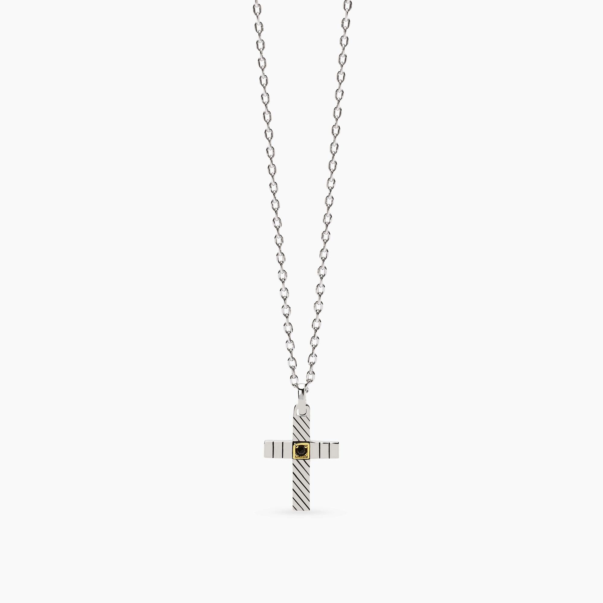 Mabina | Collana con croce con zircone e placcatura oro Geometrico | 553818