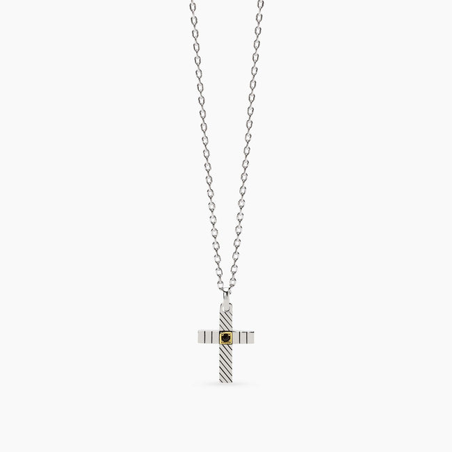 Mabina | Collana con croce con zircone e placcatura oro Geometrico | 553818