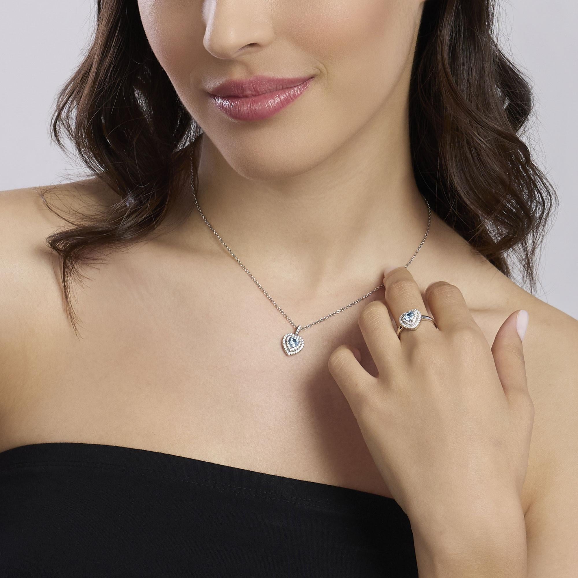 Mabina | Anello con cuore in acquamarina sintetica LOVE AFFAIR | 523476