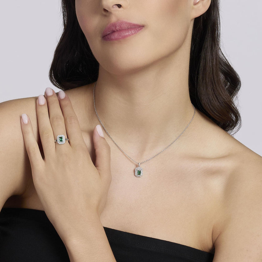 Mabina | Girocollo con smeraldo sintetico e zirconi VITTORIA | 553845