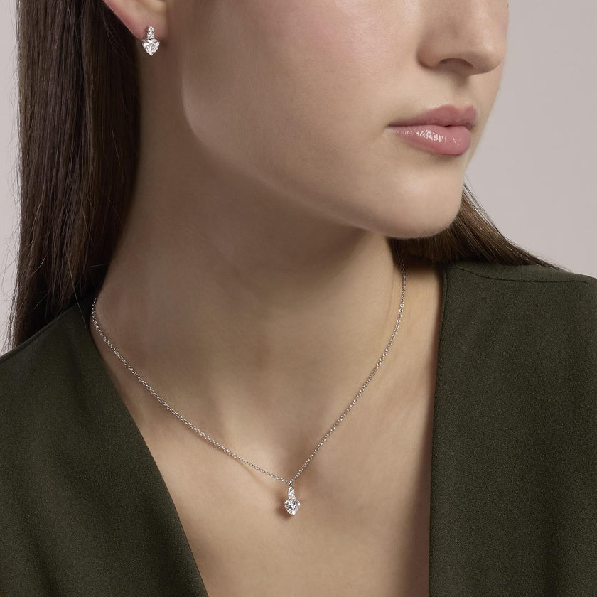 Mabina | Orecchini con cuore pendente in zirconi bianchi ROUGE | 563950