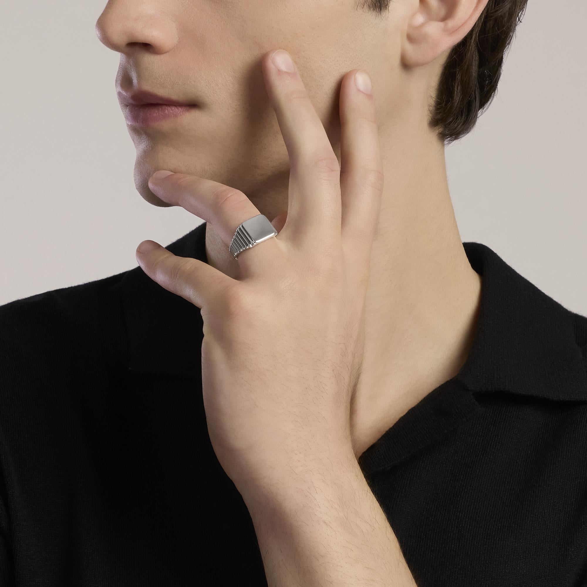 Mabina | Anello chevalier regolabile in argento con con tavola quadrata JOHNNY | 523498