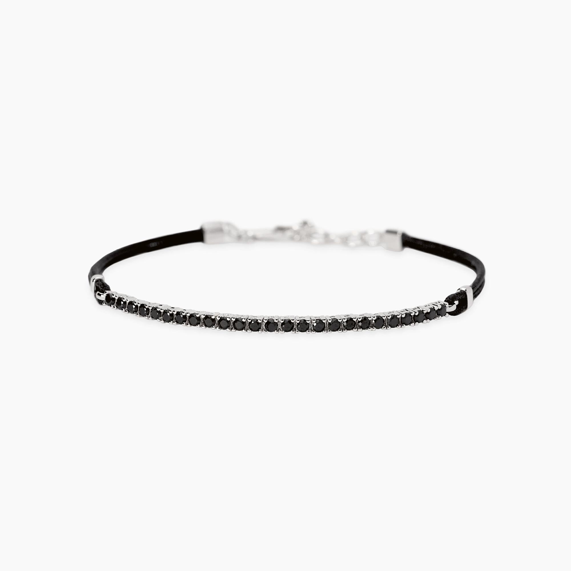 Mabina | Bracciale con cordino e tennis di zirconi neri MIDNIGHT | 534116