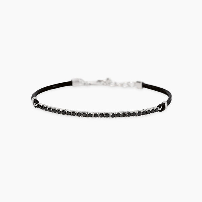 Mabina | Bracciale con cordino e tennis di zirconi neri MIDNIGHT | 534116