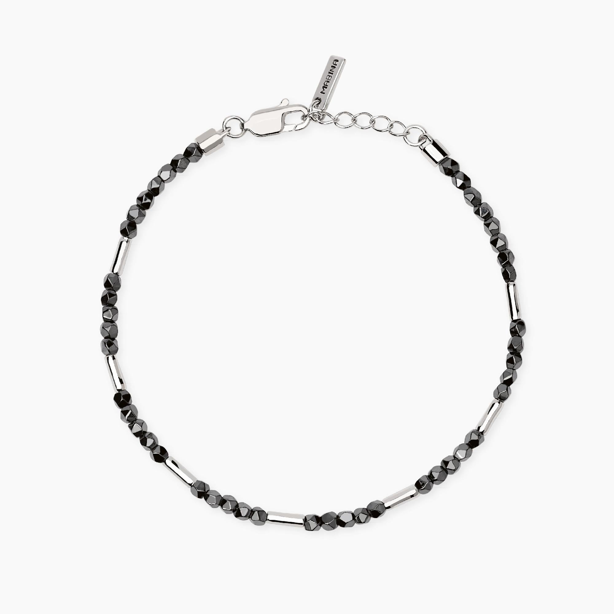 Mabina | Bracciale regolabile con bambù e sfere di ematite ROCKET | 534117