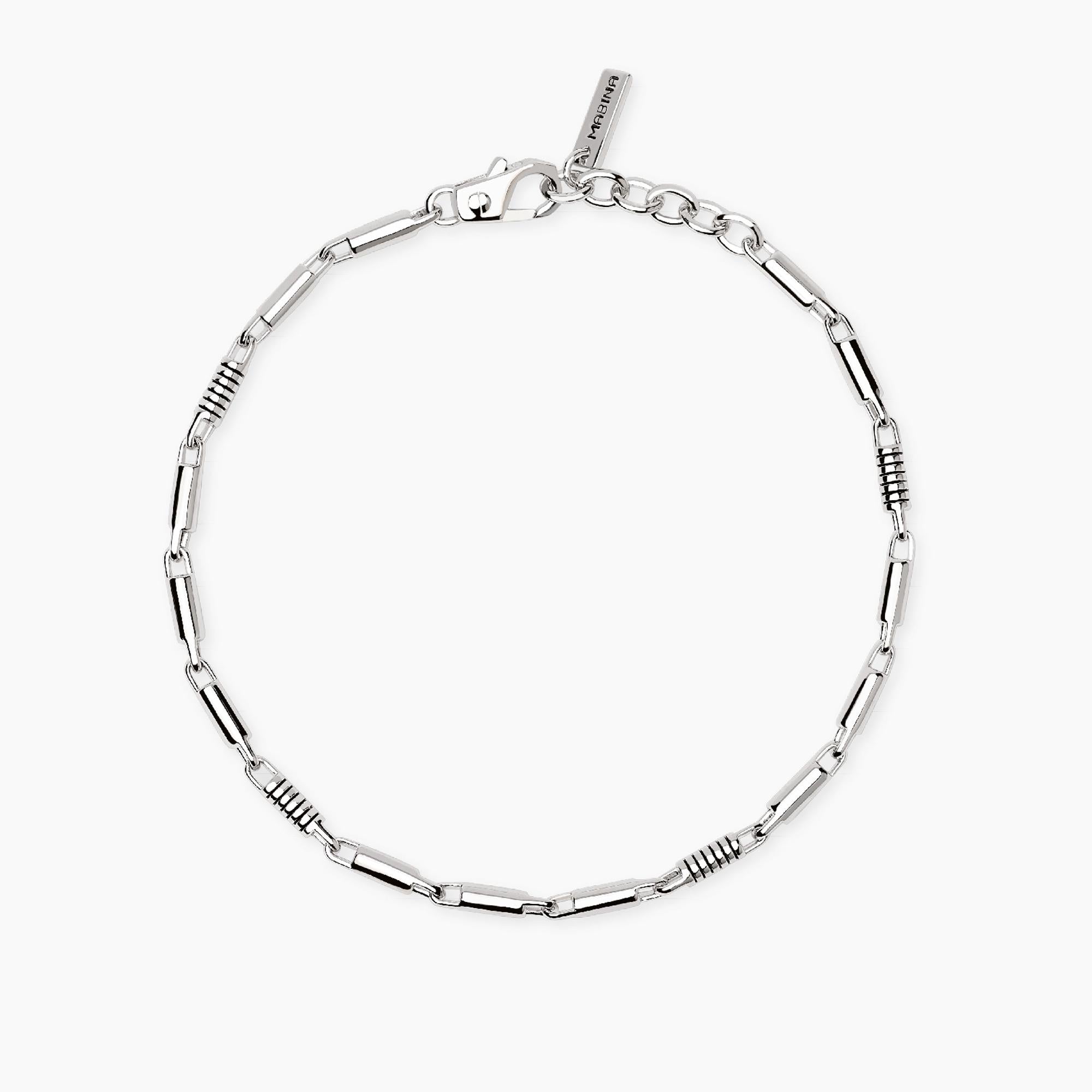 Mabina | Bracciale regolabile con cilindri lucidi e incisioni nere ROLLER | 534121