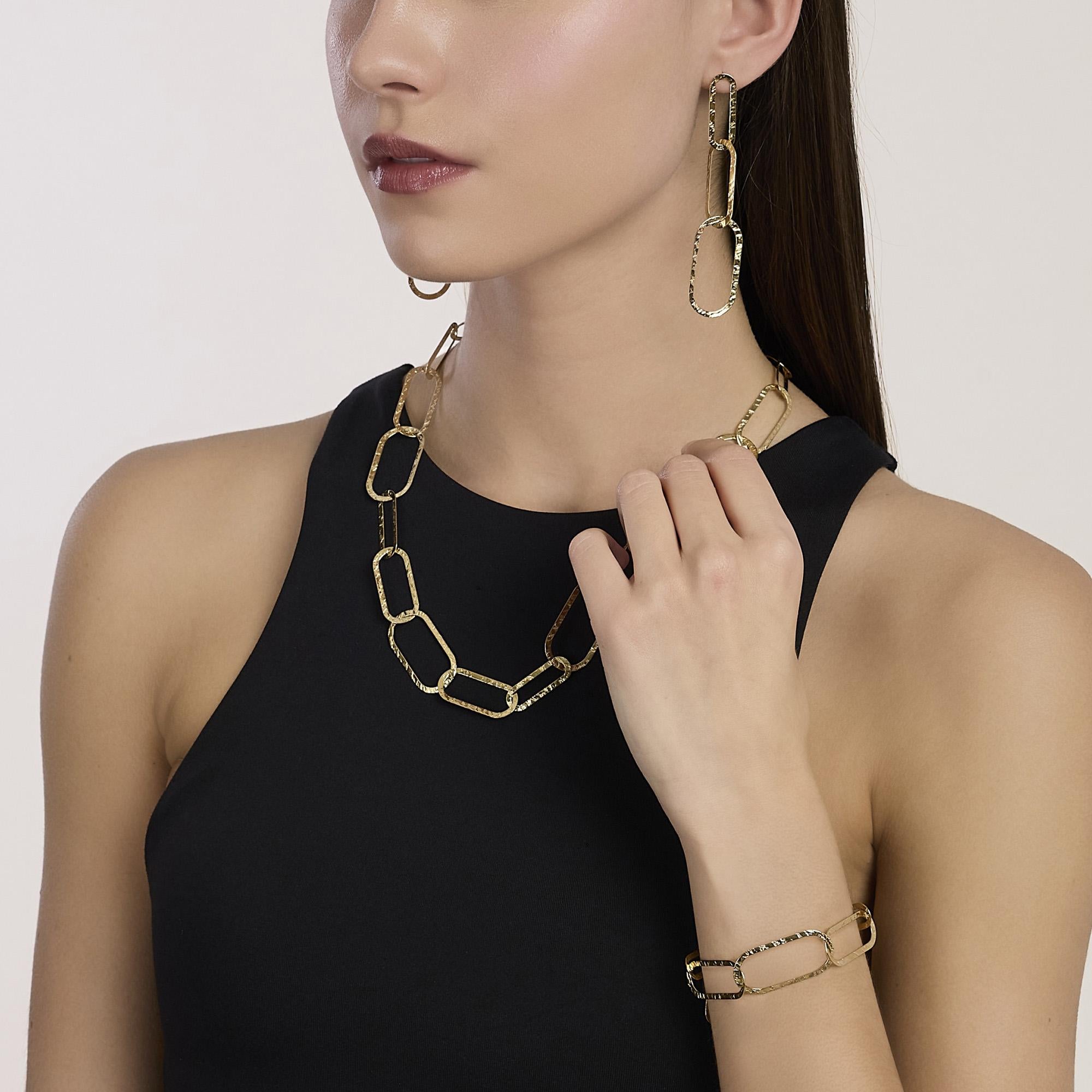 Kidult Style 83 | Bracciale con maglie dorate martellate | 831243
