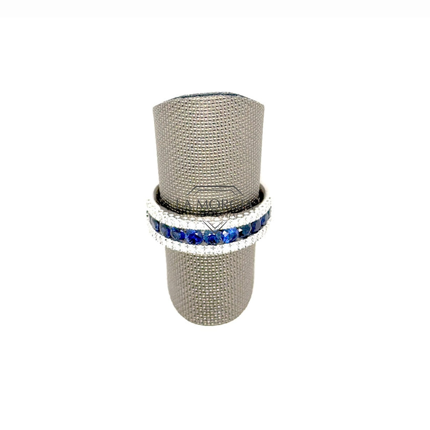 CRIVELLI | Anello a fascia pavè in oro bianco con Zaffiri e diamanti | 354-2166-204