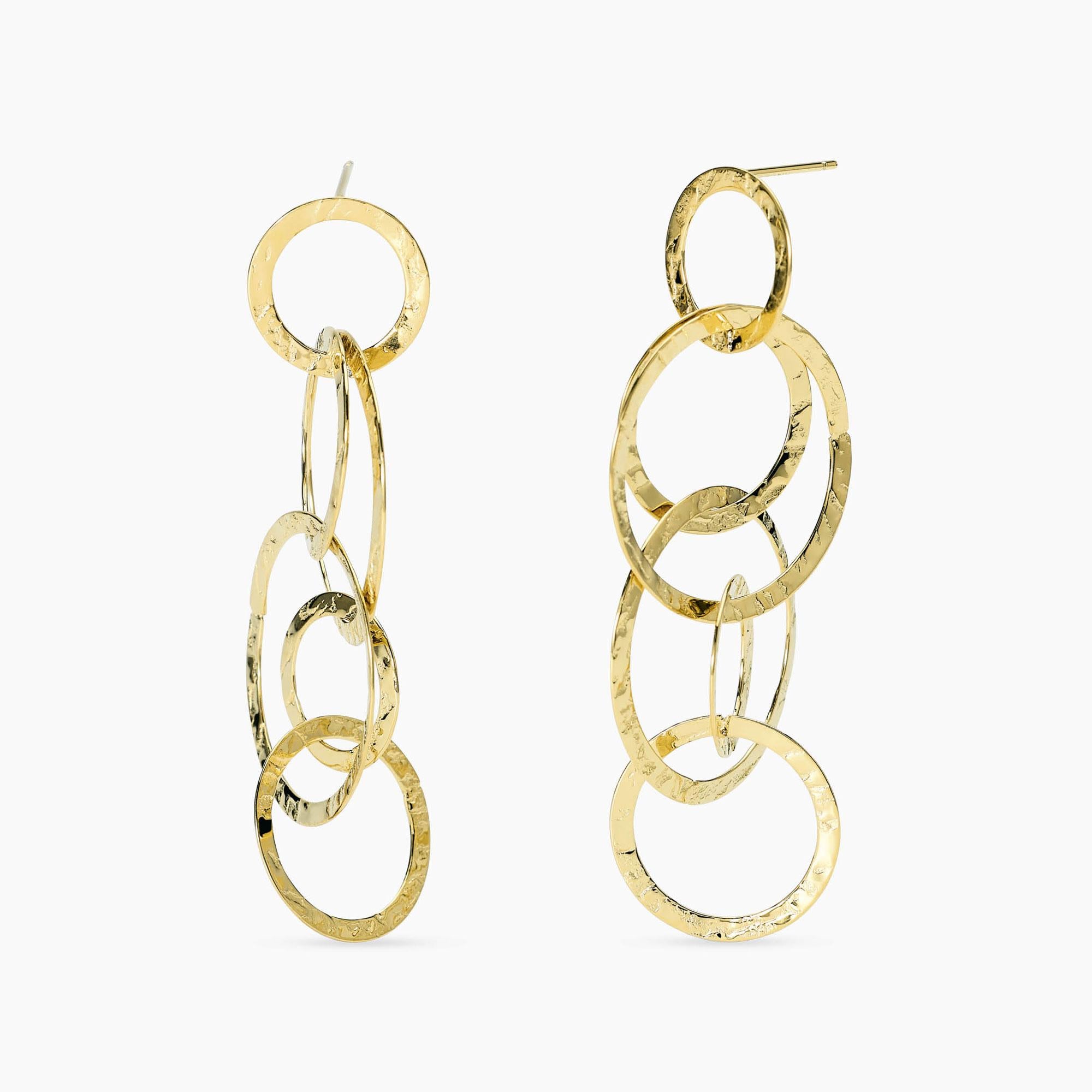 Kidult Style 62 | Orecchini pendenti in acciaio dorato martellato | 861140