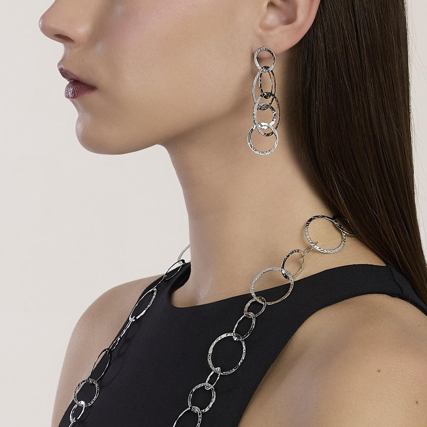 Kidult Style 62 | Orecchini pendenti in acciaio martellato | 861141