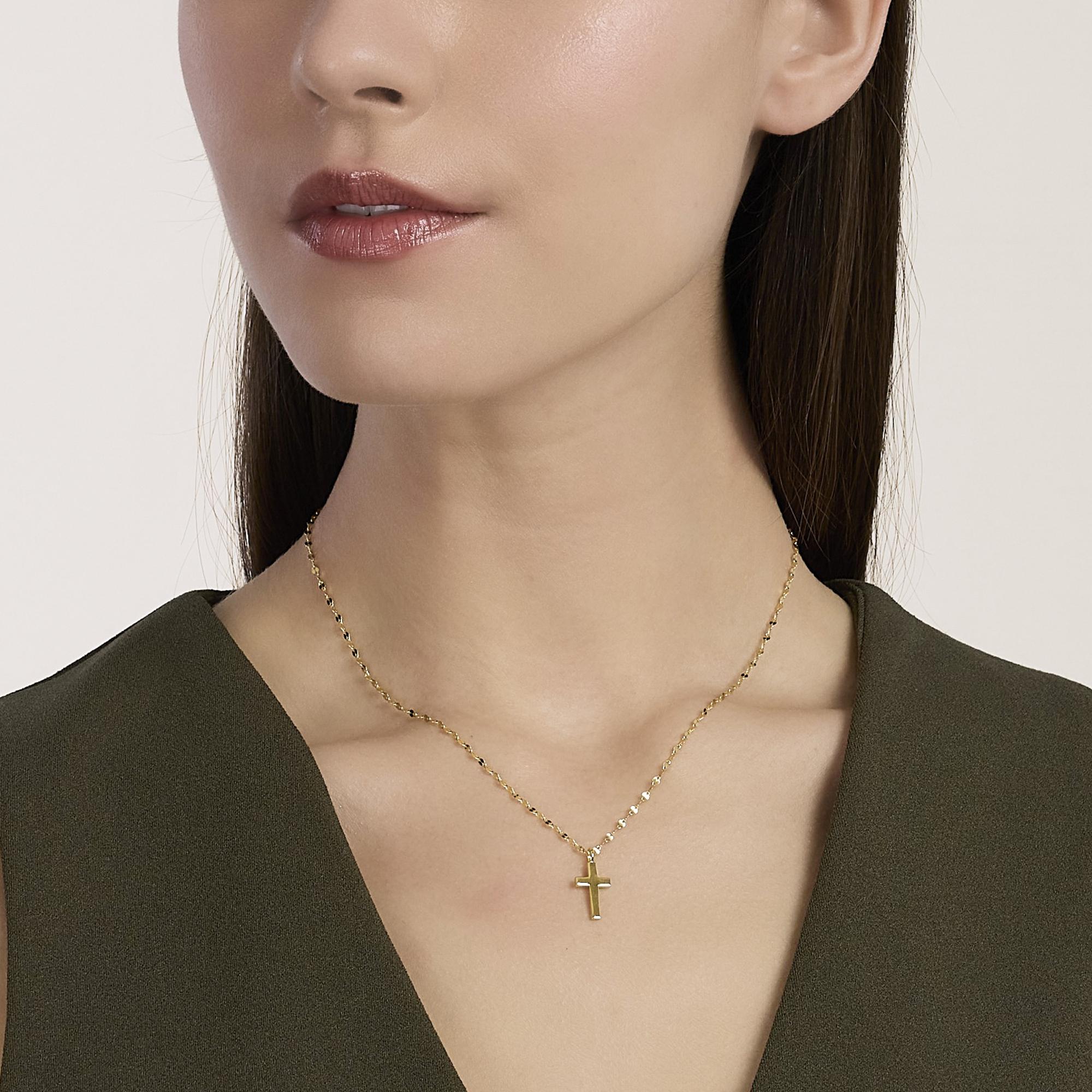 Mabina | Girocollo in argento placcato oro con croce CREDI IN ME | 553889