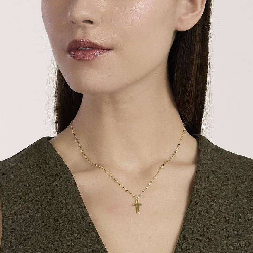 Mabina | Girocollo in argento placcato oro con croce CREDI IN ME | 553889