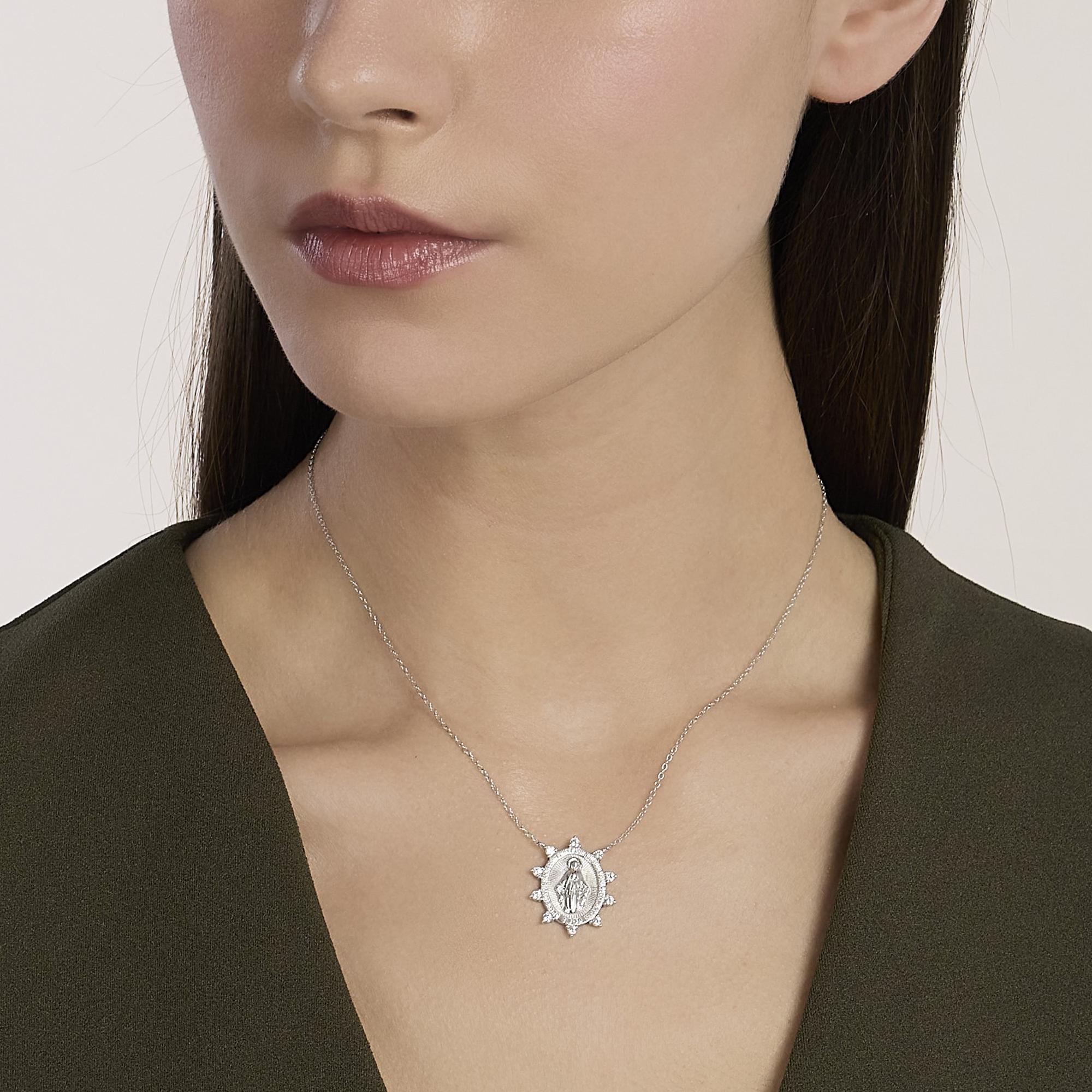 Mabina | Girocollo in argento con ciondolo Madonnina PROTEGGIMI | 553893