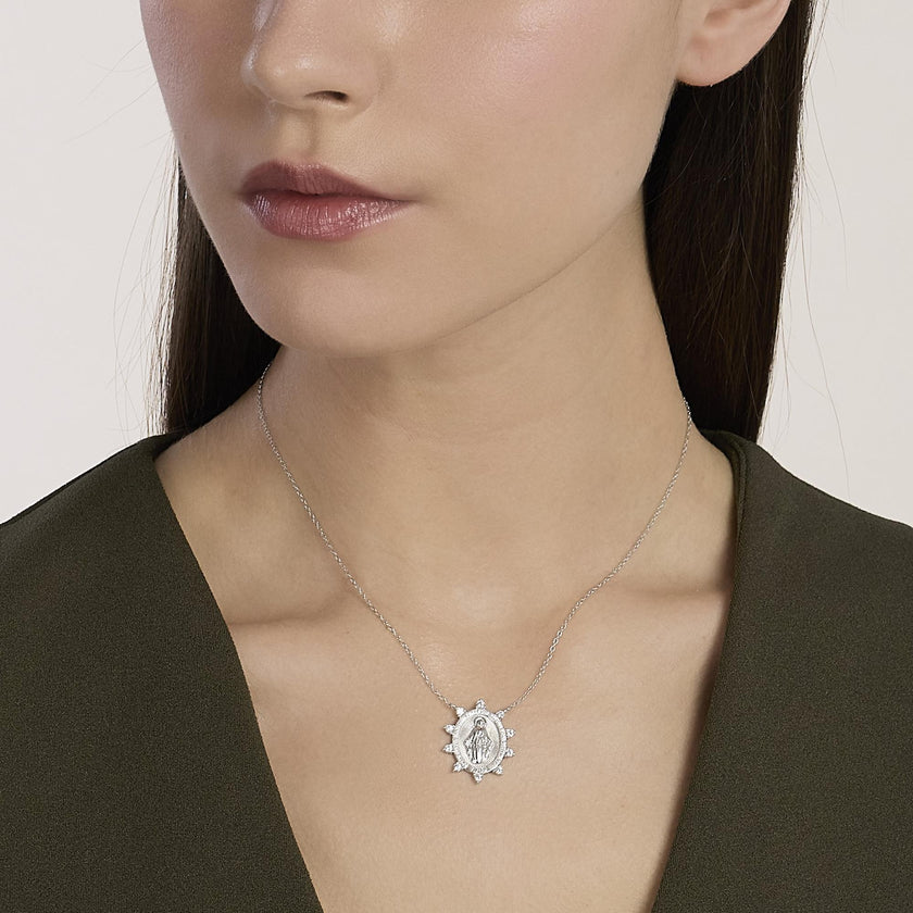Mabina | Girocollo in argento con ciondolo Madonnina PROTEGGIMI | 553893