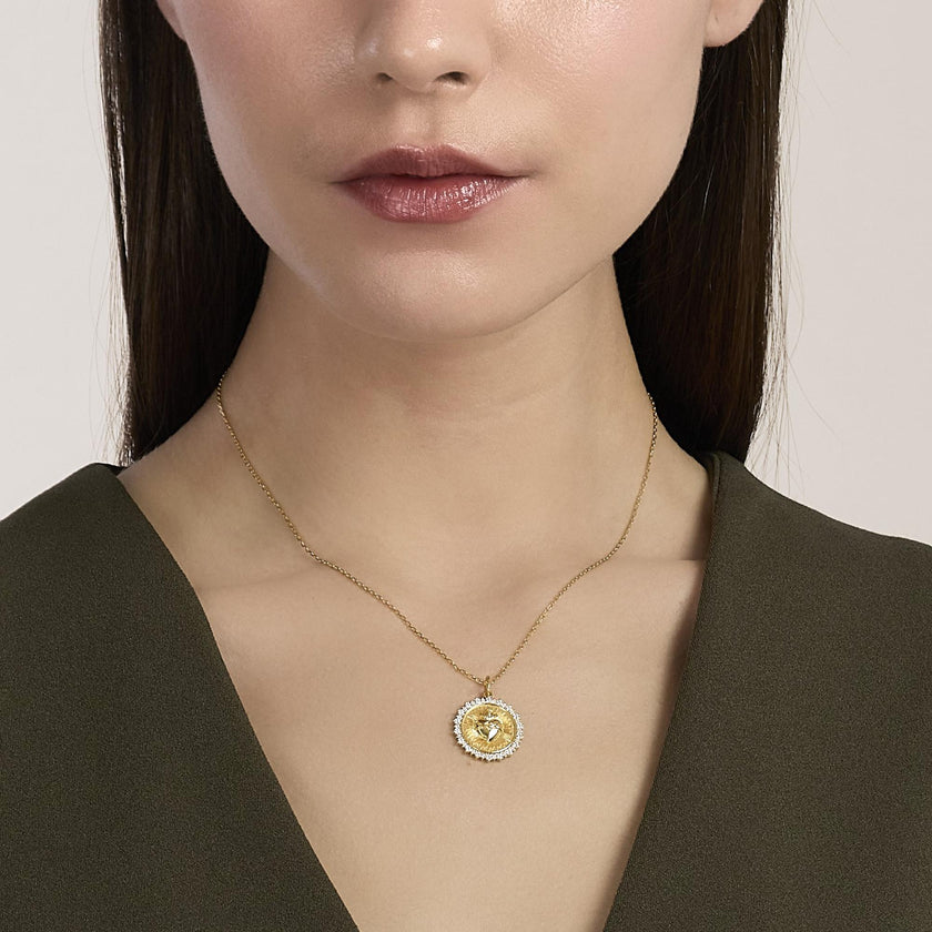 Mabina | Girocollo in argento dorato con ciondolo Sacro Cuore DIVINO | 553897
