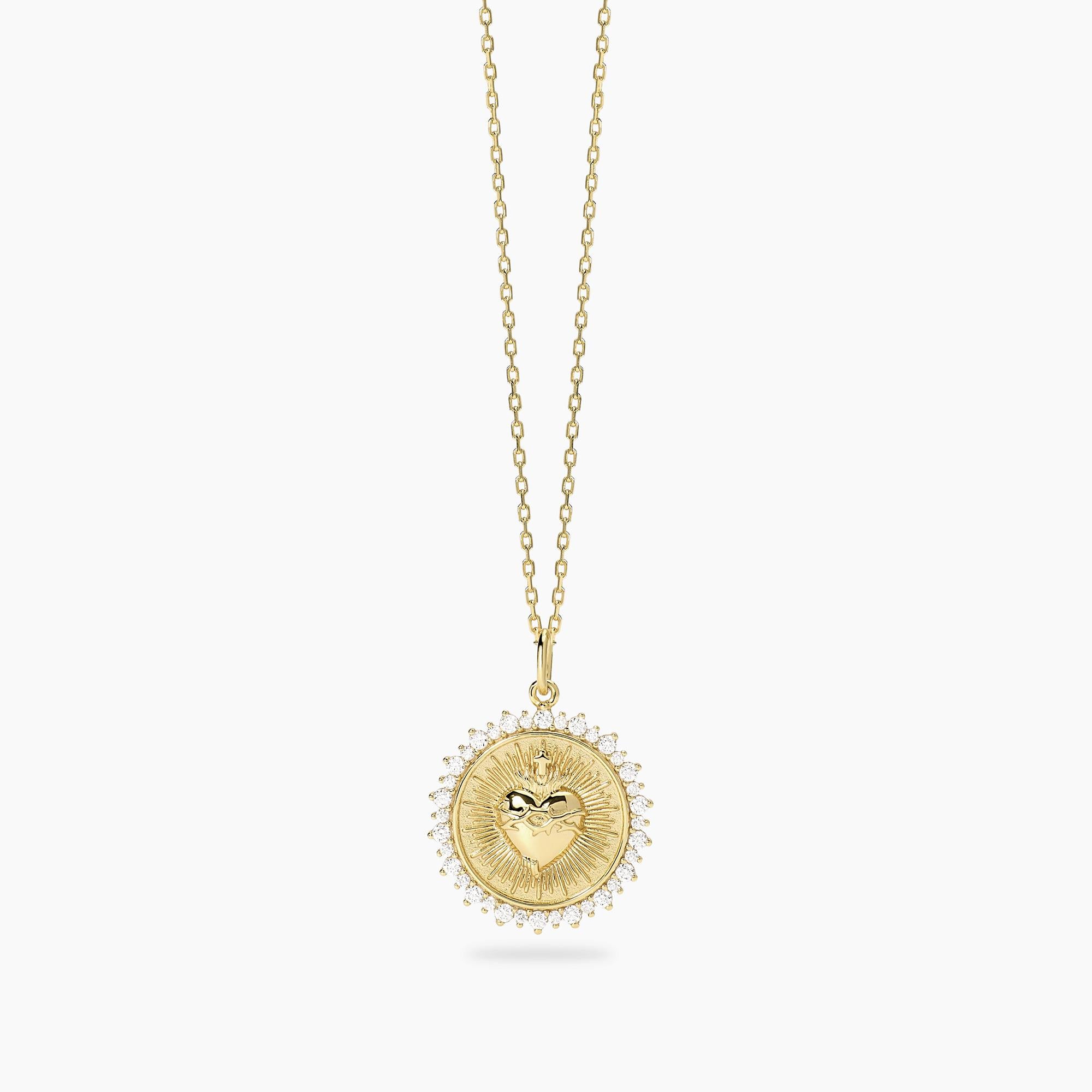 Mabina | Girocollo in argento dorato con ciondolo Sacro Cuore DIVINO | 553897