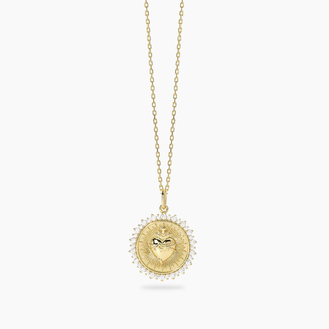 Mabina | Girocollo in argento dorato con ciondolo Sacro Cuore DIVINO | 553897