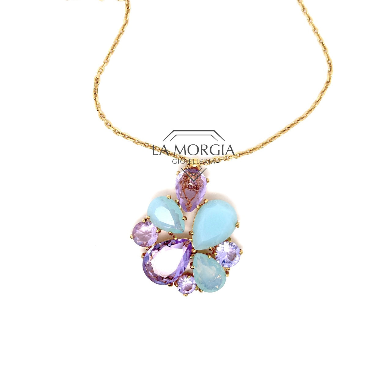 UNGARI | Collana 45-50 CM Col. Lilla e turchese | ILMIORE CL 092