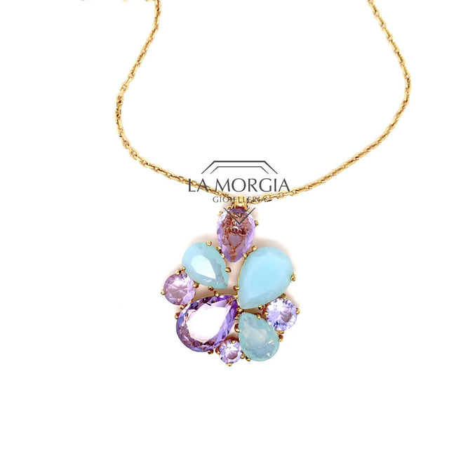 UNGARI | Collana 45-50 CM Col. Lilla e turchese | ILMIORE CL 092