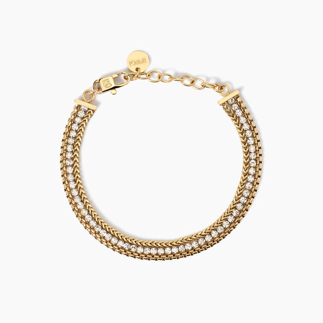 Kidult Style | Bracciale in acciaio gold pvd e cristalli | 831026
