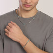 Kidult Style 03 | Bracciale con catena veneta e cilindri in diaspro azzurro | 831175