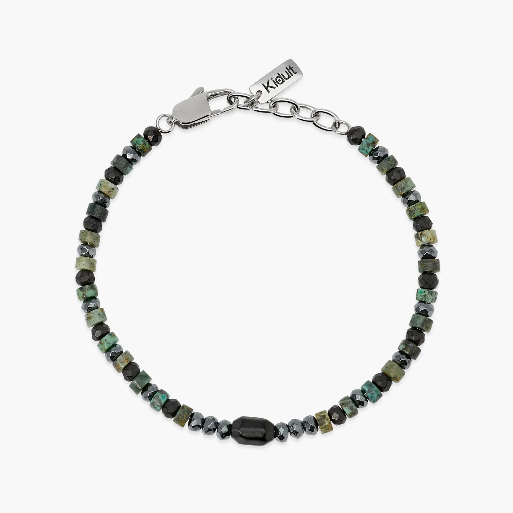 Kidult Style 40 | Bracciale regolabile con ematite e turchese verde | 831209