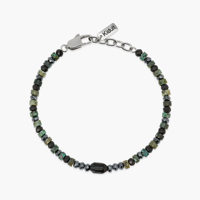Kidult Style 40 | Bracciale regolabile con ematite e turchese verde | 831209