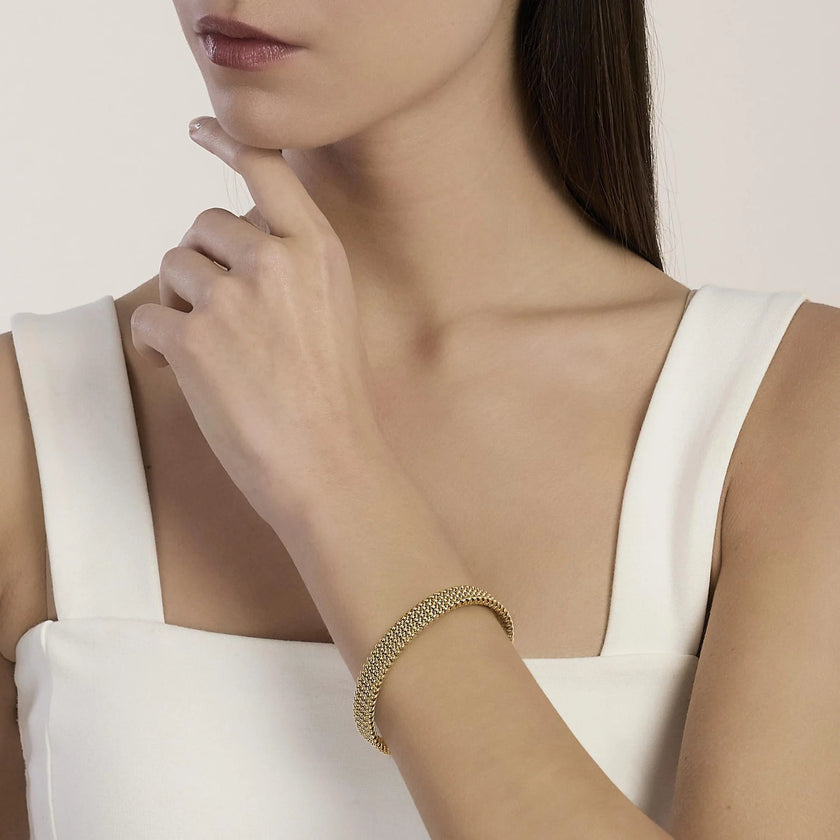 Kidult Style 61 | Bracciale cuff dorato con maglia mesh | 831257