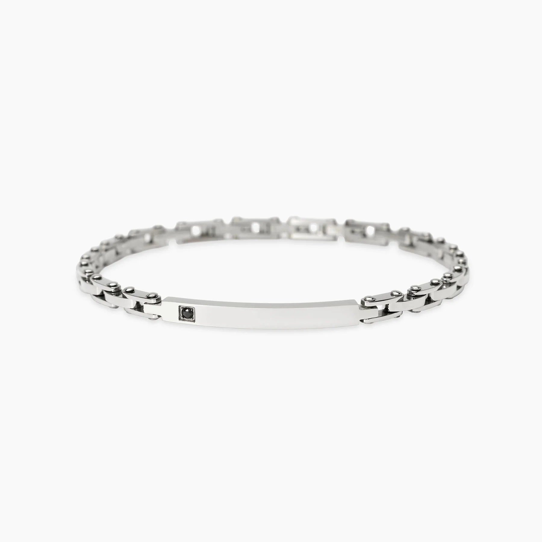 Kidult Style 21 | Bracciale uomo in acciaio con piastra e cristallo nero | 831281