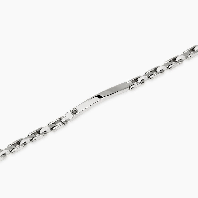 Kidult Style 21 | Bracciale uomo in acciaio con piastra e cristallo nero | 831281