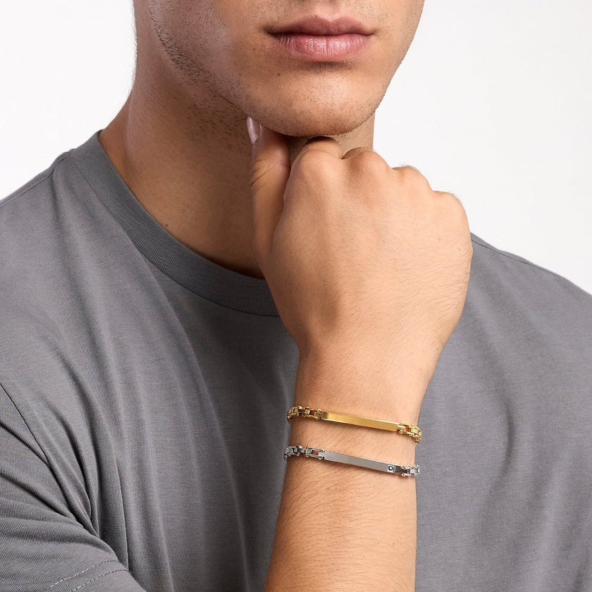 Kidult Style 21 | Bracciale uomo in acciaio dorato con piastra centrale | 831282