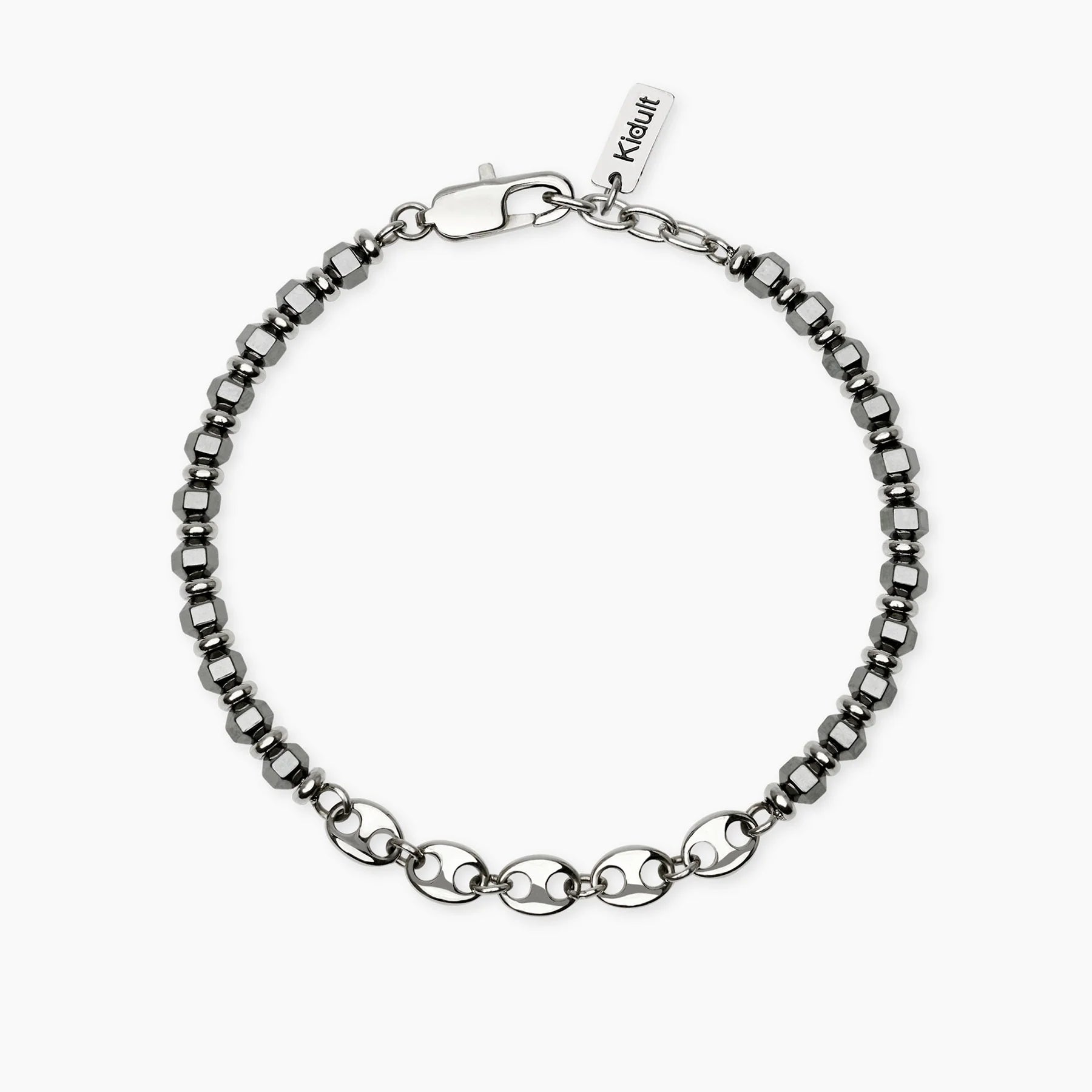 Kidult Style 63 | Bracciale in acciaio con ematite e catena marina | 831283