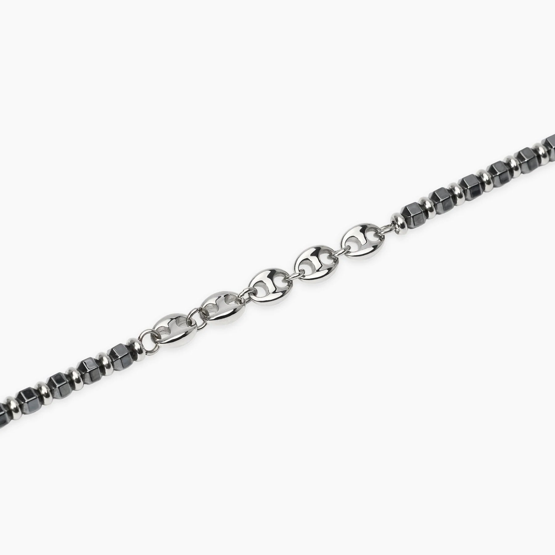 Kidult Style 63 | Bracciale in acciaio con ematite e catena marina | 831283