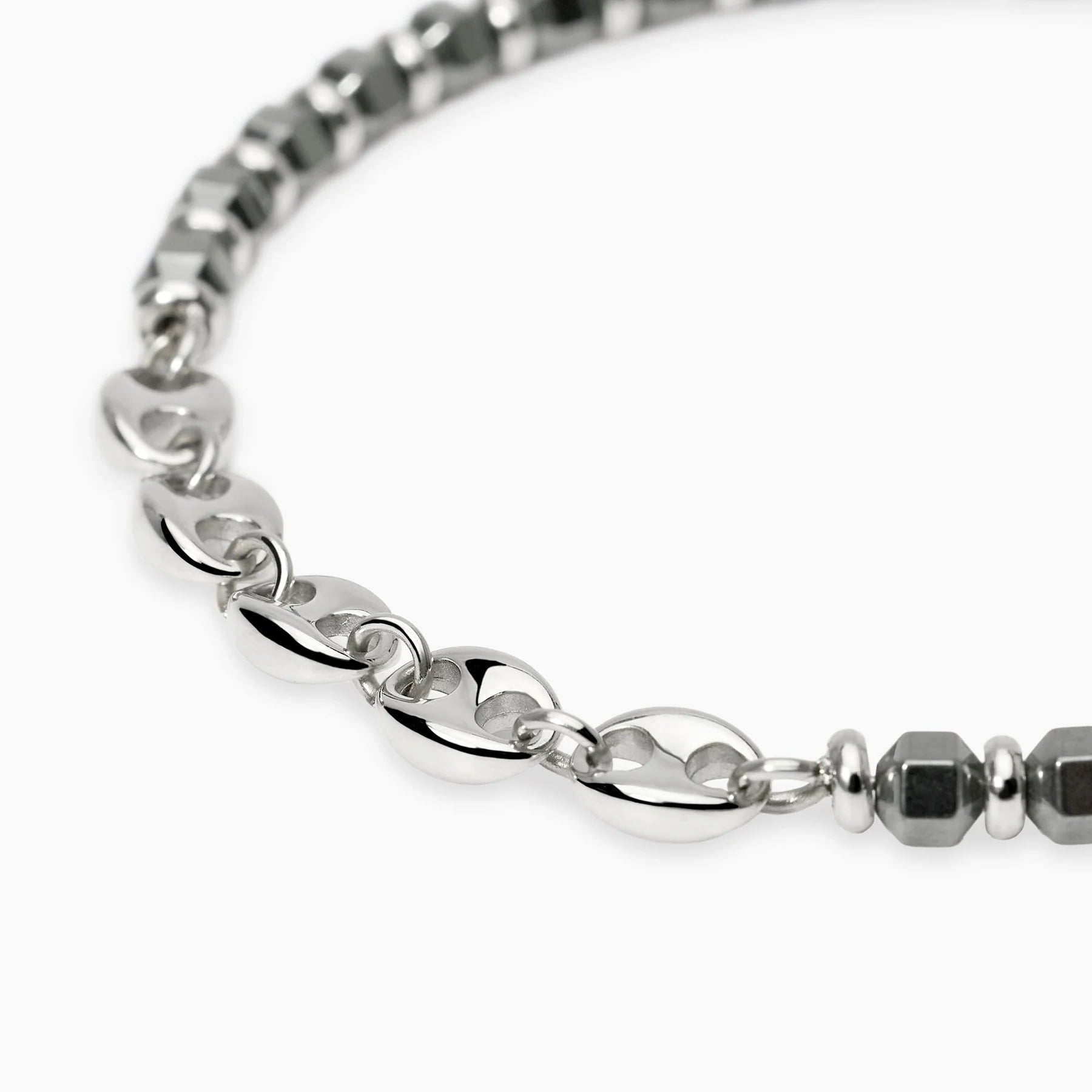 Kidult Style 63 | Bracciale in acciaio con ematite e catena marina | 831283