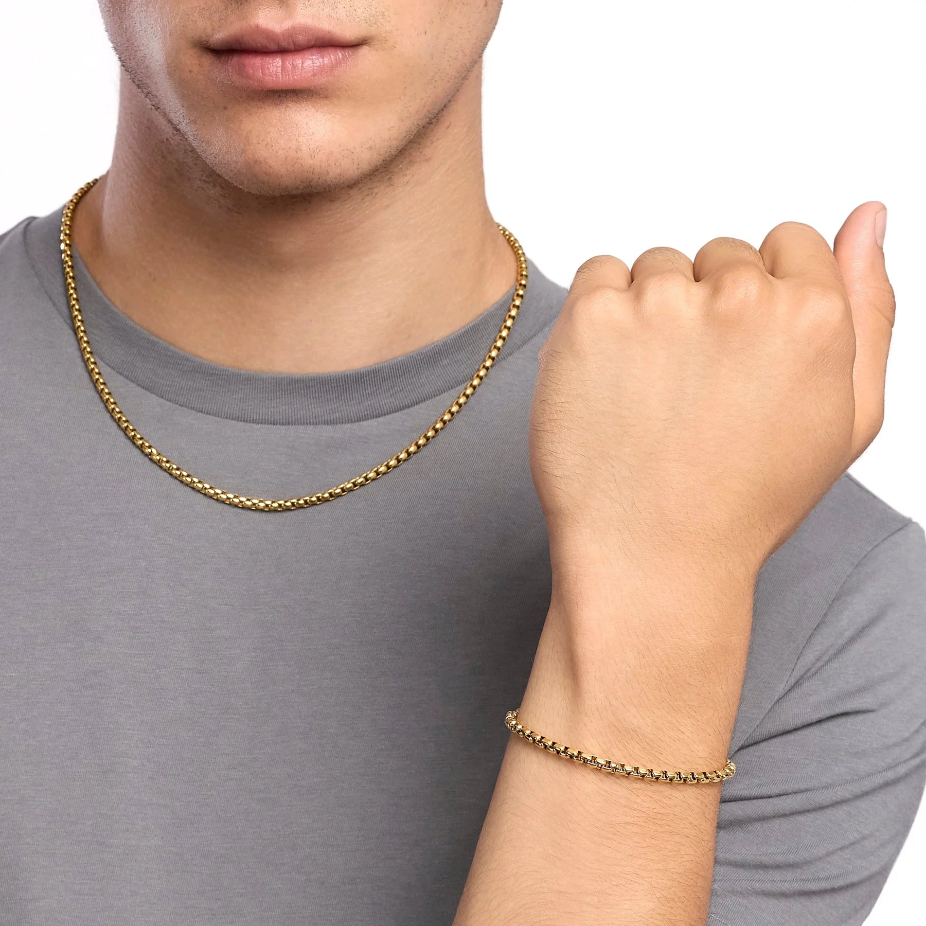Kidult Style 57 | Bracciale uomo con catena veneta in acciaio dorato | 831285