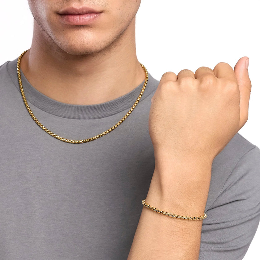 Kidult Style 57 | Bracciale uomo con catena veneta in acciaio dorato | 831285