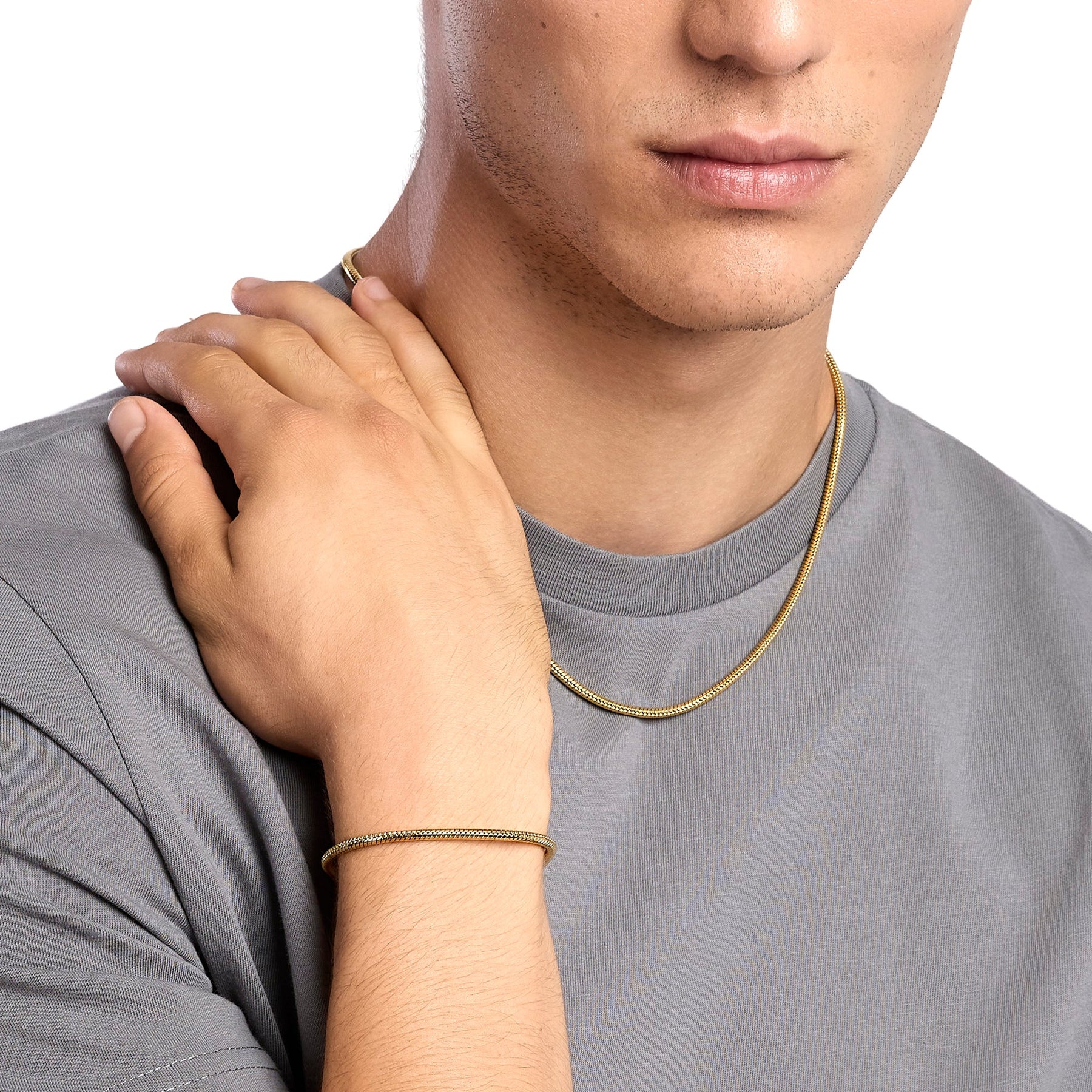 Kidult Style 59 | Bracciale uomo con catena snake in acciaio dorato | 831287