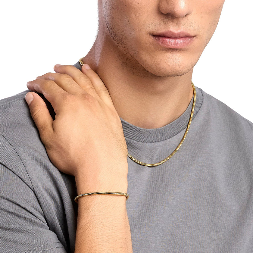 Kidult Style 59 | Bracciale uomo con catena snake in acciaio dorato | 831287