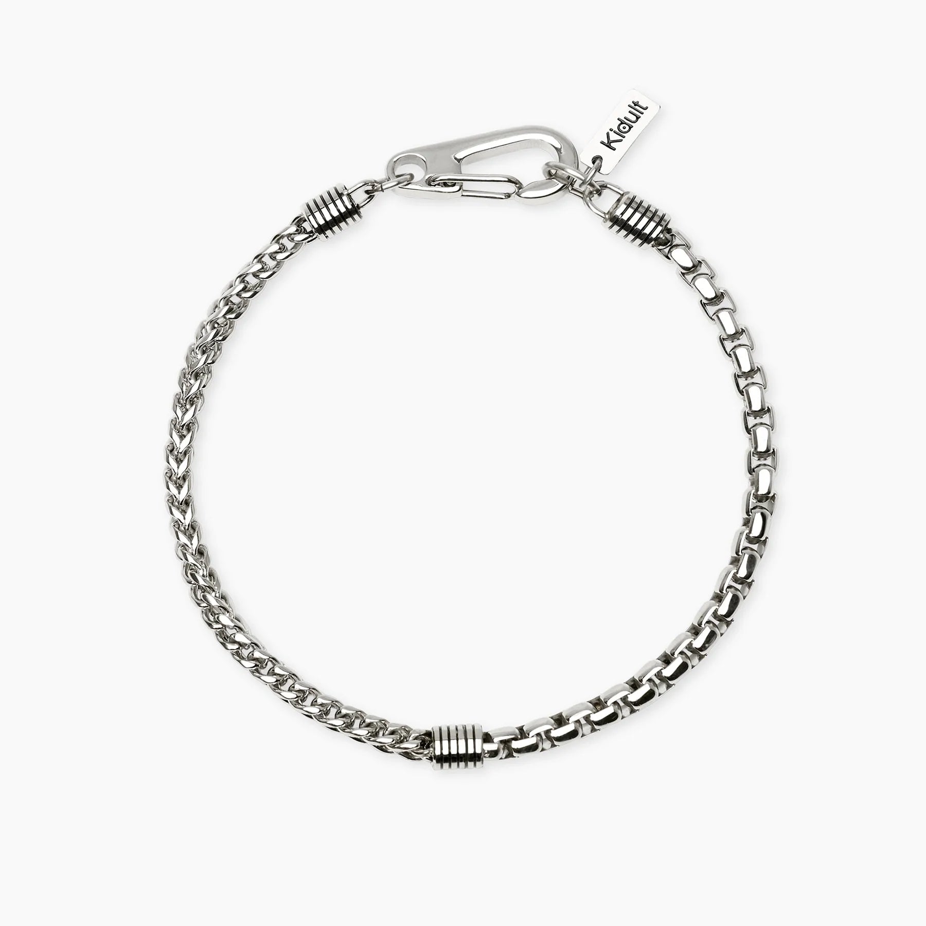 Kidult Style 62 | Bracciale uomo in acciaio con catene veneta e franco | 831288