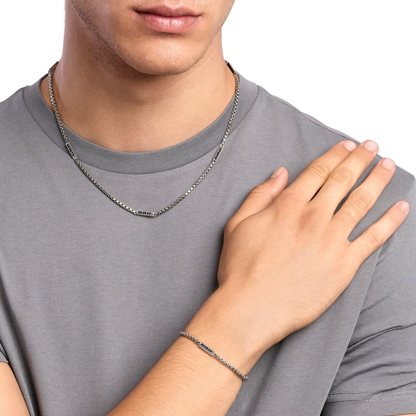 Kidult Style 64 | Bracciale in acciaio con catena veneta e cristalli | 831289