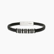Kidult Style 52 | Bracciale in acciaio con lab-leather nera e inserti corda | 831290
