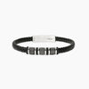 Kidult Style 52 | Bracciale in acciaio con lab-leather nera e inserti corda | 831290