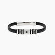Kidult Style 52 | Bracciale uomo in acciaio con lab-leather e cristallo | 831291