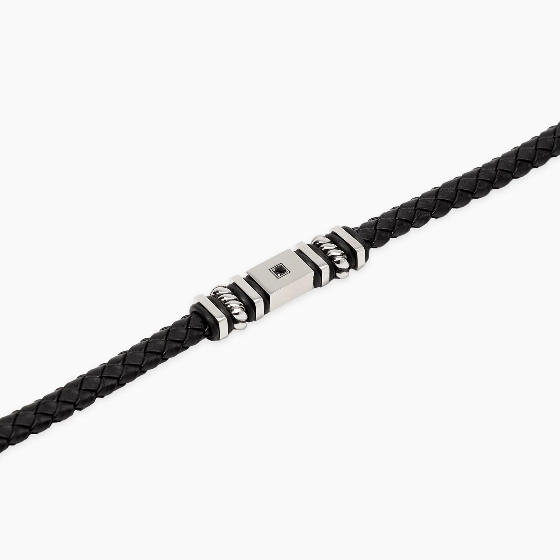 Kidult Style 52 | Bracciale uomo in acciaio con lab-leather e cristallo | 831291