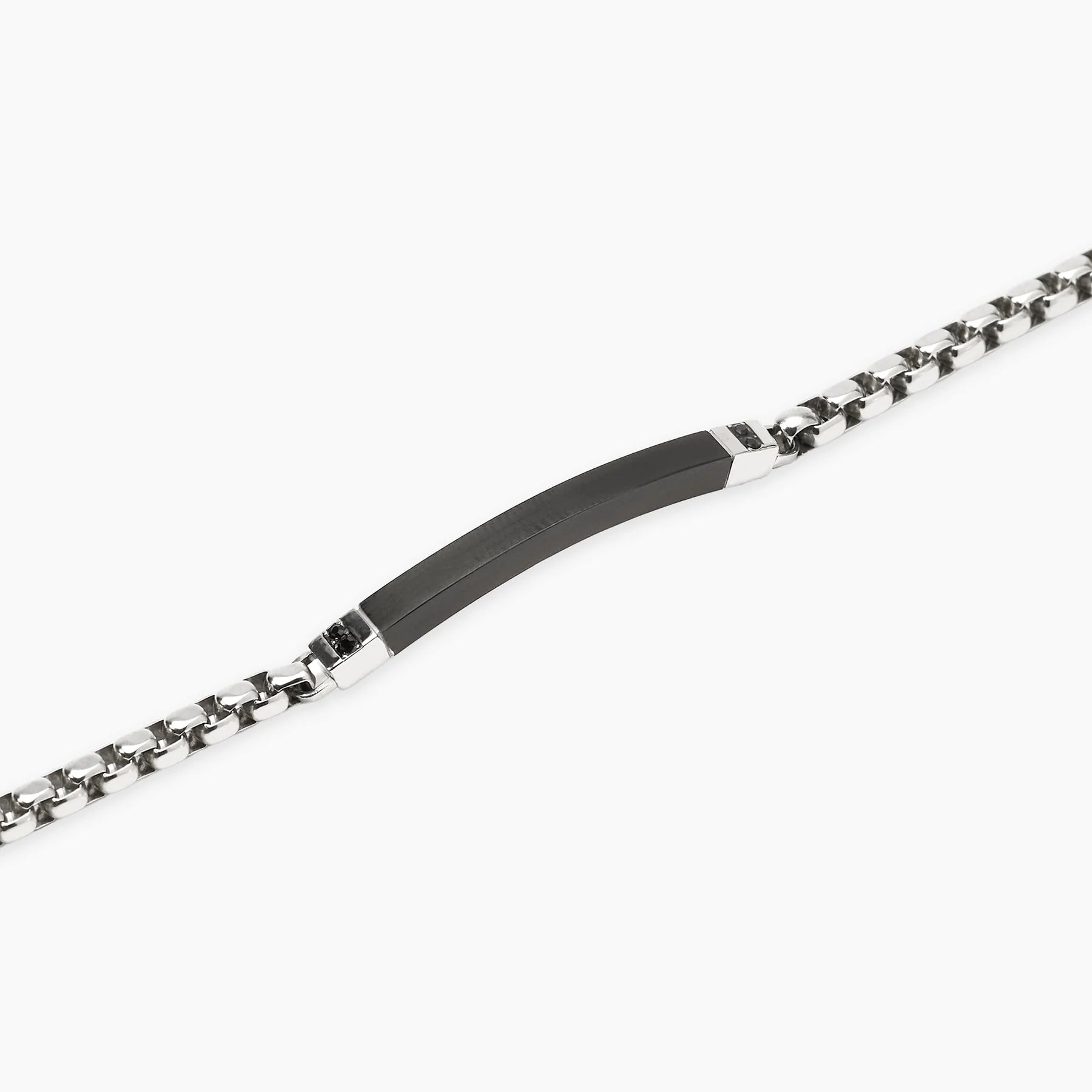 Kidult Style 17 | Bracciale in acciaio con catena veneta e piastra nera | 831293