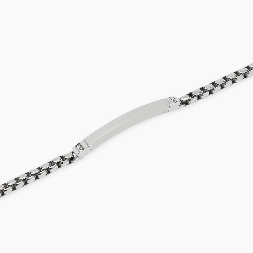 Kidult Style 17 | Bracciale in acciaio con catena veneta e piastra | 831294