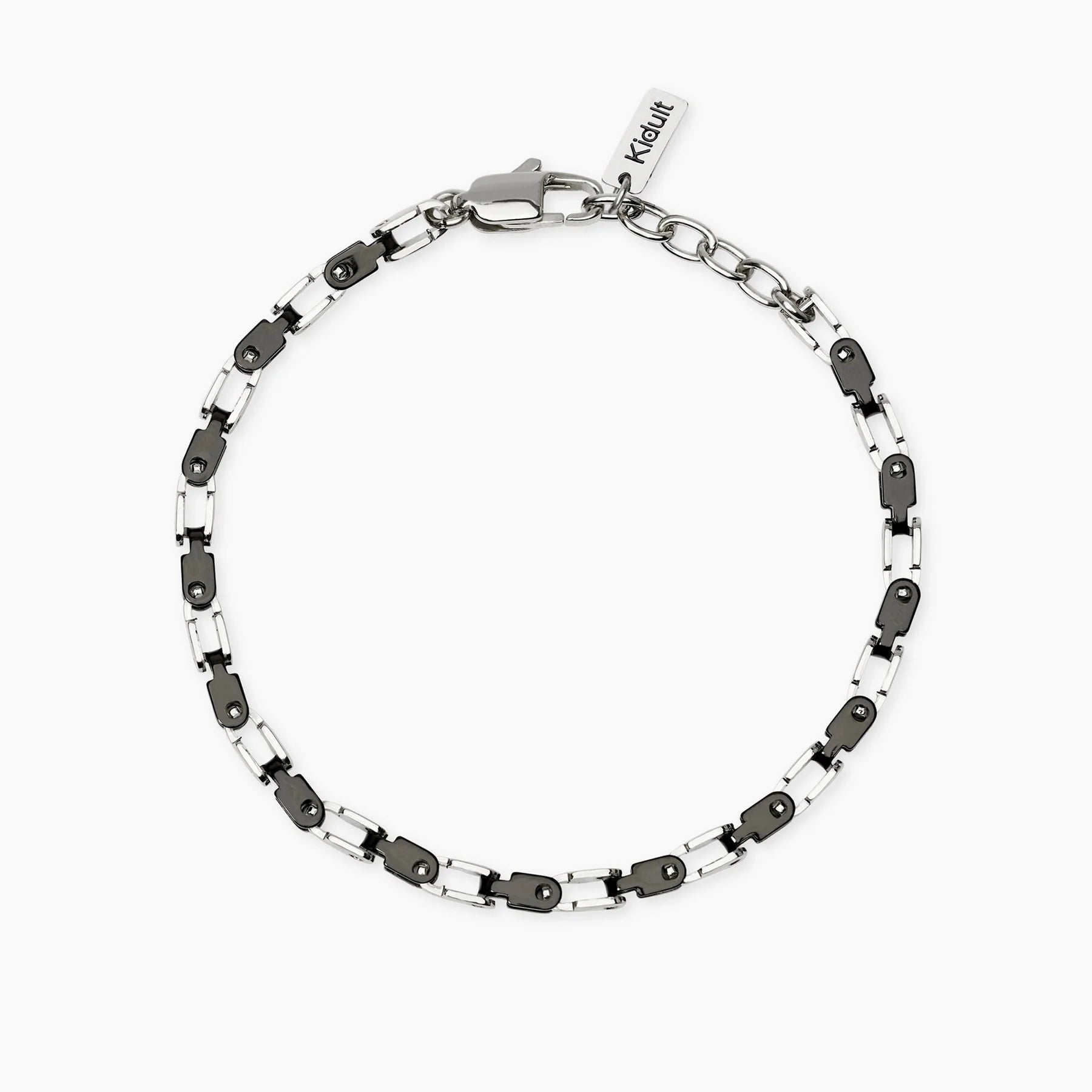 Kidult Style 61 | Bracciale uomo in acciaio con elementi lucidi e neri | 831296