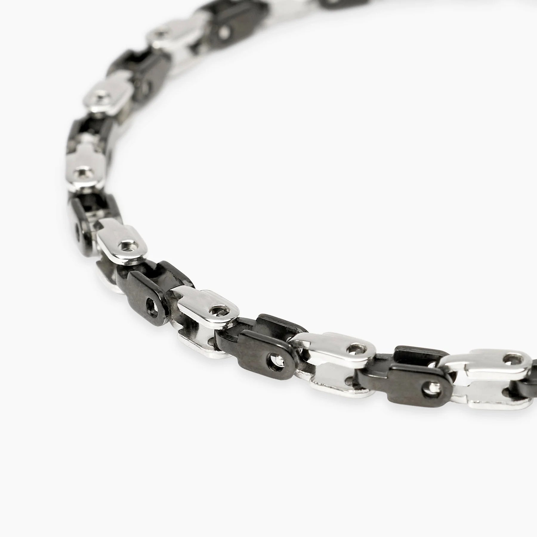 Kidult Style 61 | Bracciale uomo in acciaio con elementi lucidi e neri | 831296