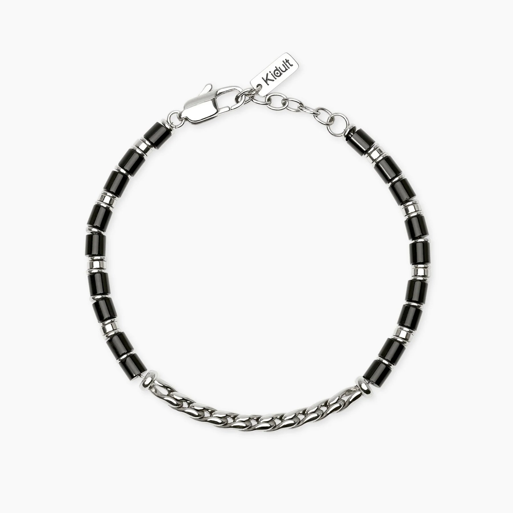 Kidult Style 68 | Bracciale uomo in acciaio con catena cardano e agata nera | 831300